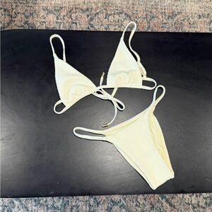 Monday Swimwear Cream Textured Triangle Bikini